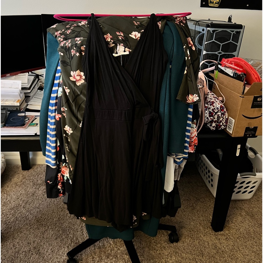 Black romper with skirt in front